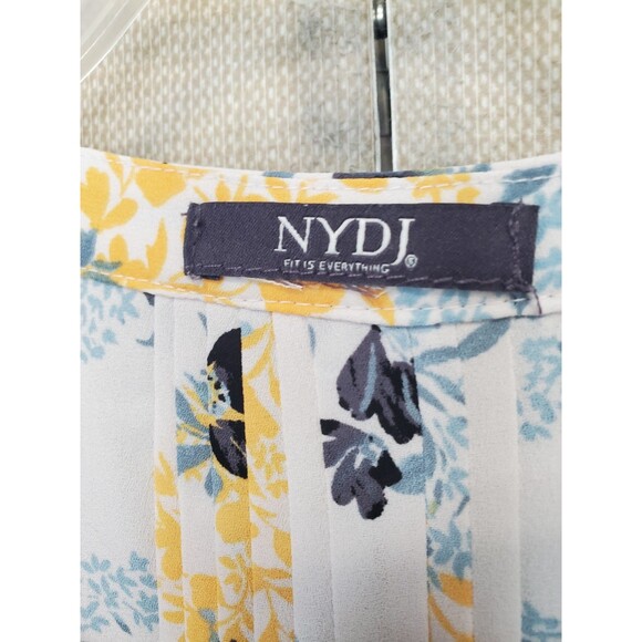 NYDJ Off-White Floral Print Pleated Back 3/4 Sleeve Button-Up Top Size 2X - Picture 3 of 5
